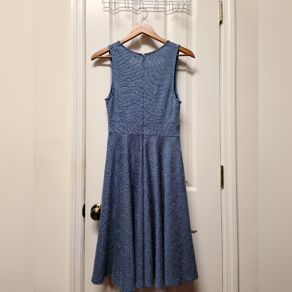 HUTCH BY ANTHROPOLOGIE HERRINGBONE BLUE LIPSTICK FIT AND FLARE SWING DRESS SZ M - Picture 5 of 15